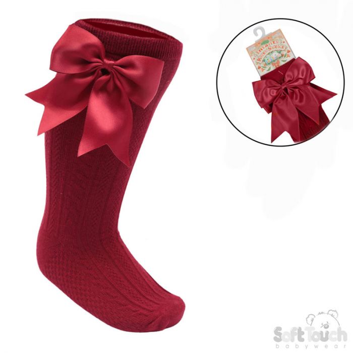 Baby girls knee high large bow socks various colours to choose from