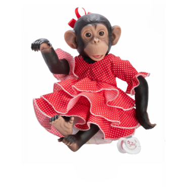 Spanish  chimpanzee in red  flamenco dress with dummy  size 32cm