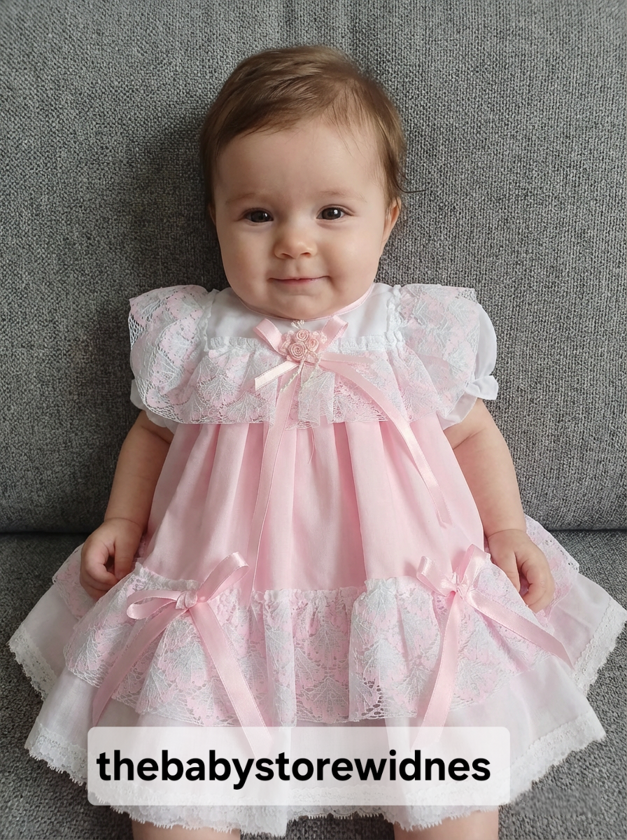 Baby girls frilly lined dress with knickers