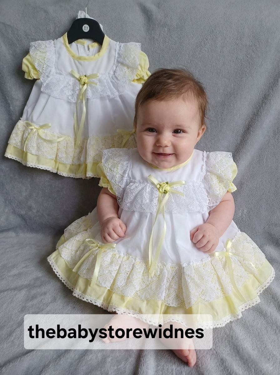 Baby girls frilly lined dress with knickers