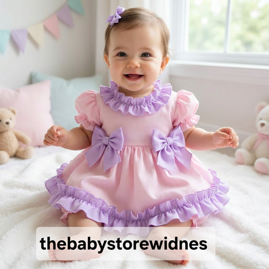 Girls dress with bows and bloomers