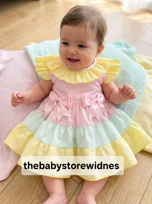 Girls  muti coloured  dress with bows
