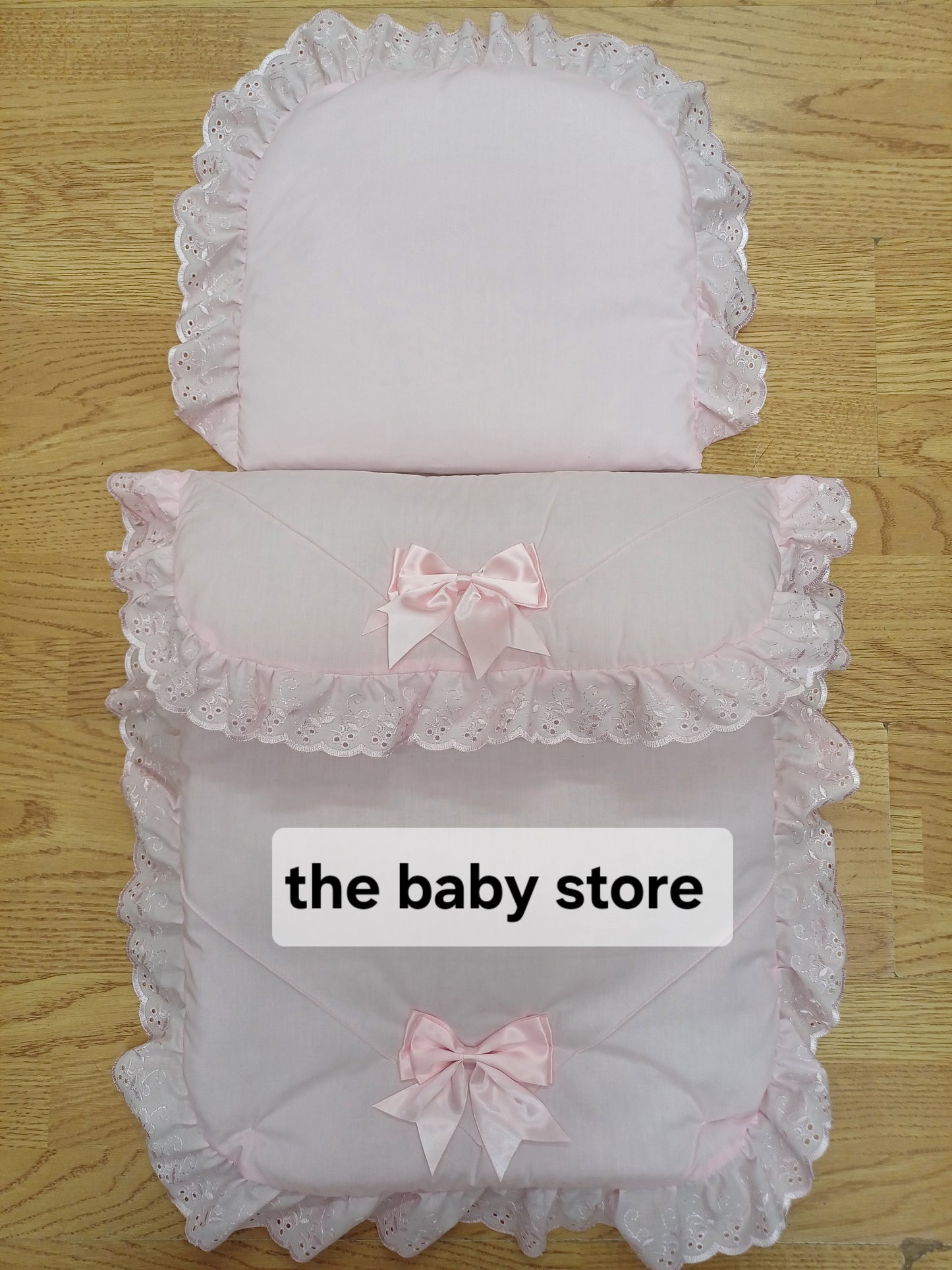Baby Boys or girls  pram quilt with large bows  and pillow  set comes in various colours