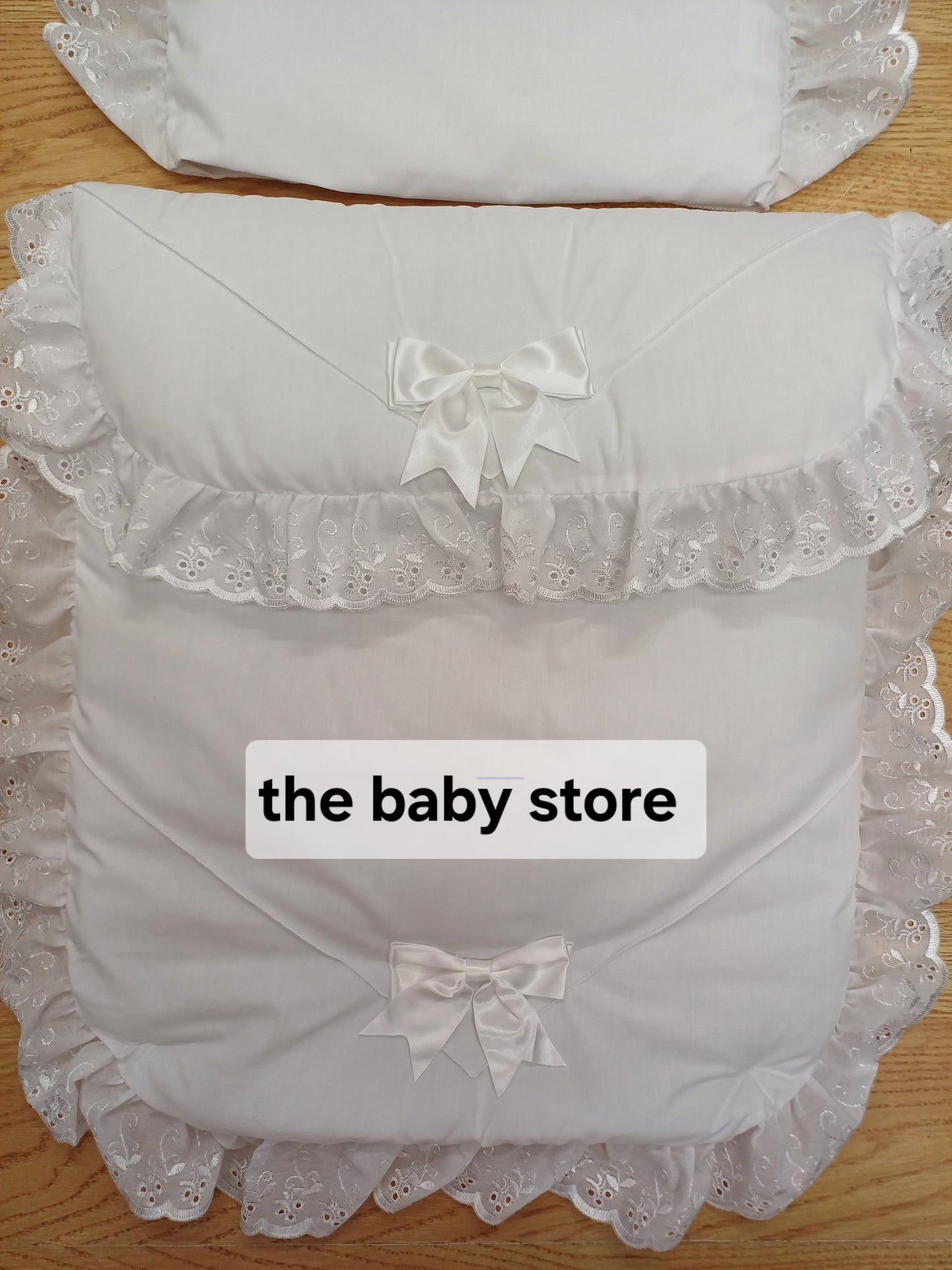 Baby Boys or girls  pram quilt with large bows  and pillow  set comes in various colours