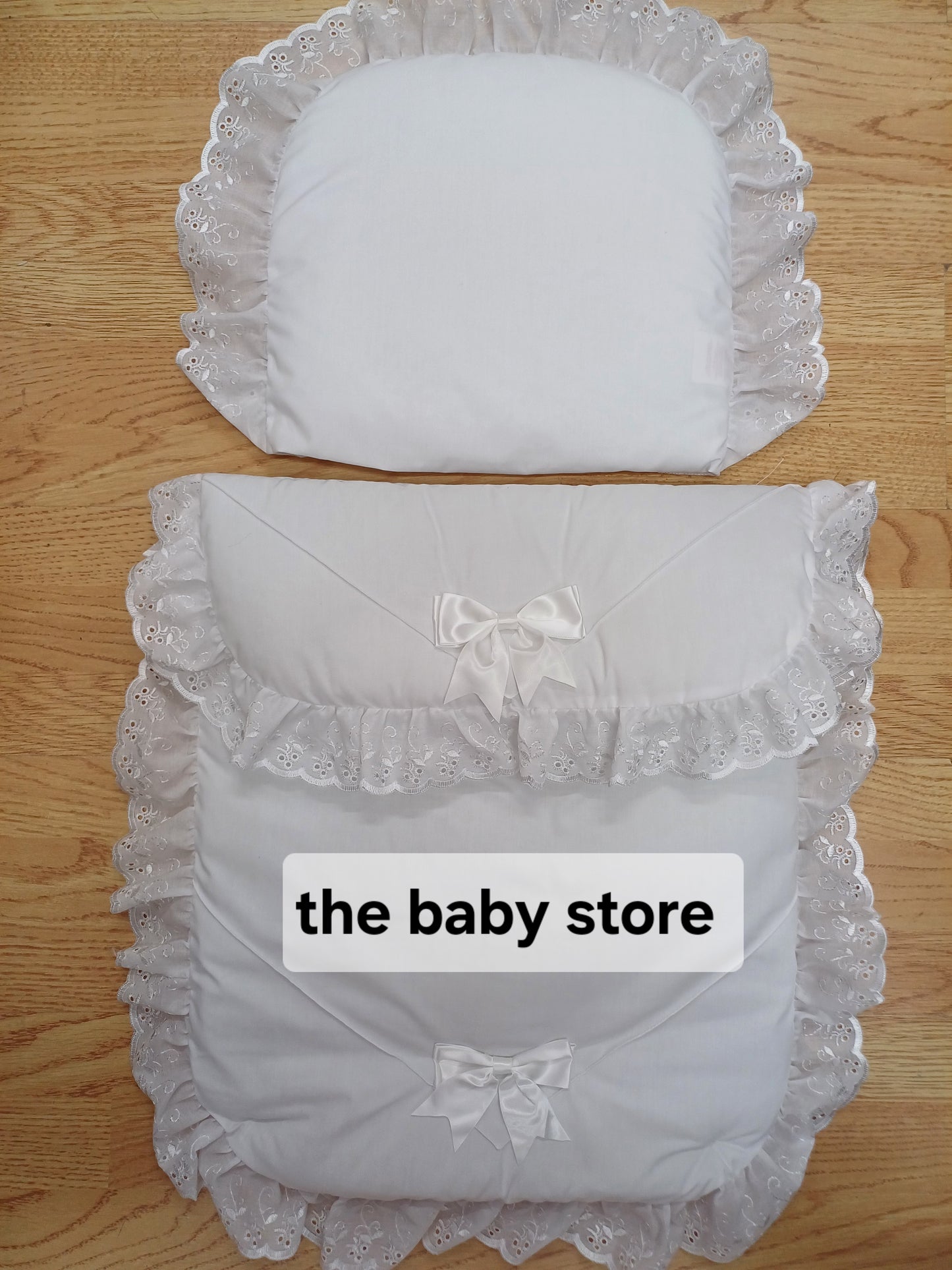 Baby Boys or girls  pram quilt with large bows  and pillow  set comes in various colours