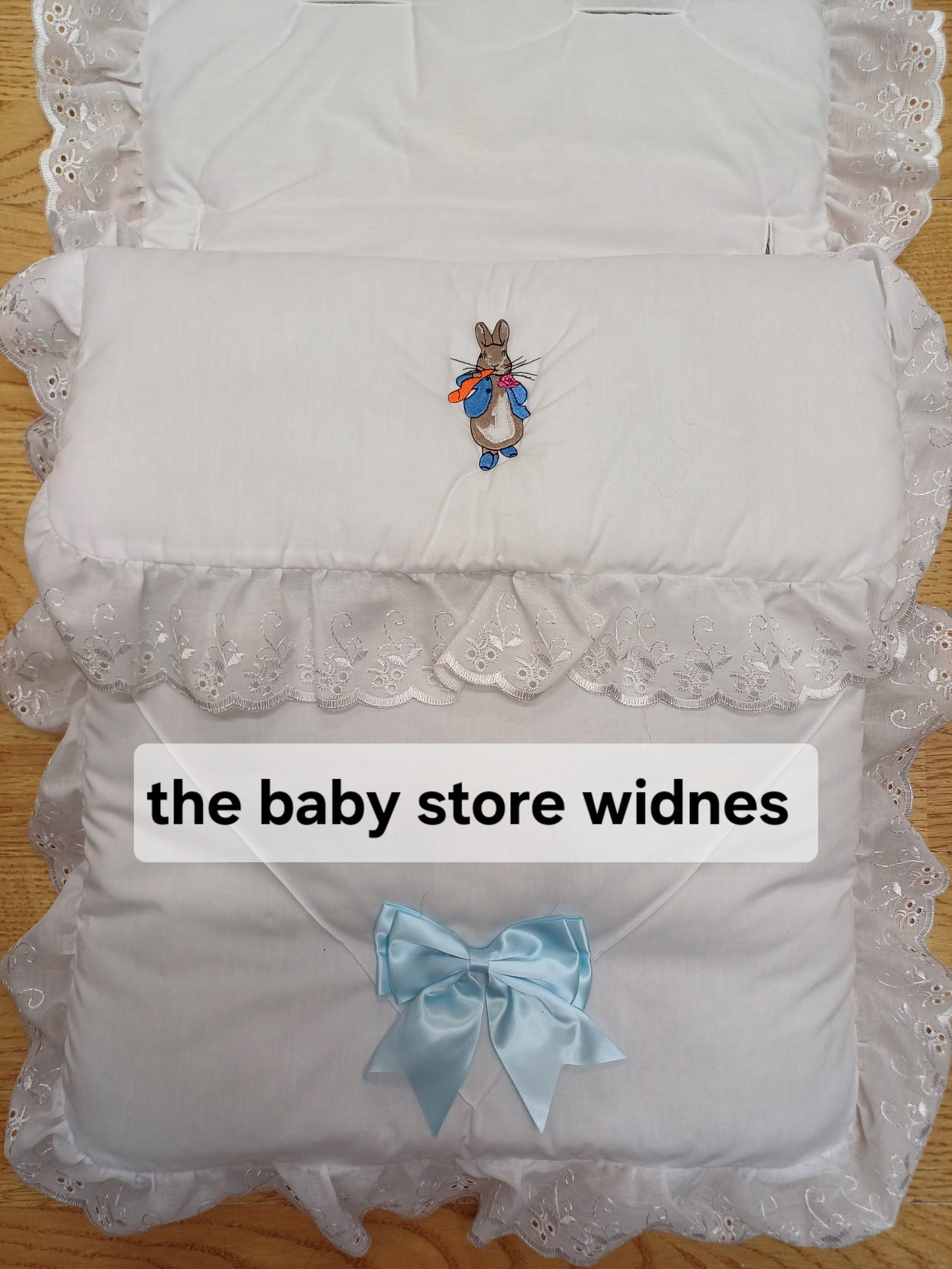 Baby Boys Peter rabbit theme  embroidery universal fit cosytoes footmuff pram set