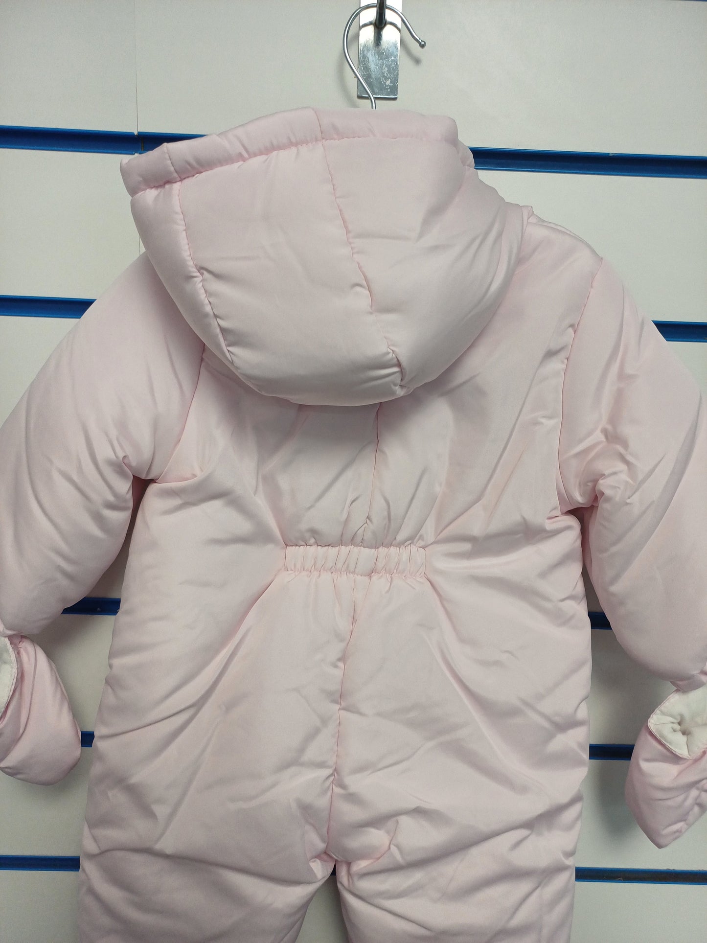 Mintini pram snowsuit with detachable feet and hands with  teddy bear design embroidery