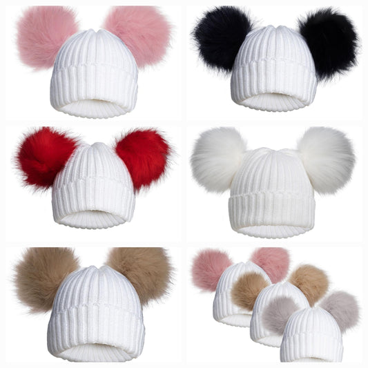 Baby Boys  and Girls Knitted  pom pom hats newborn  / 12 months