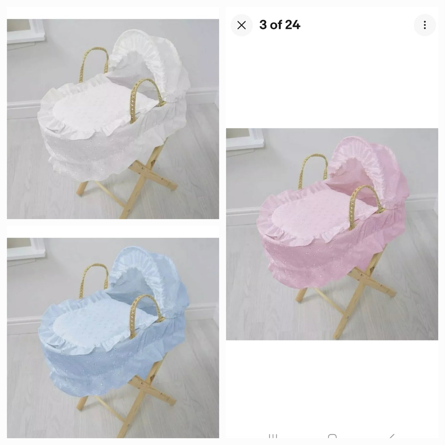 Dolls  moses basket and stand  set