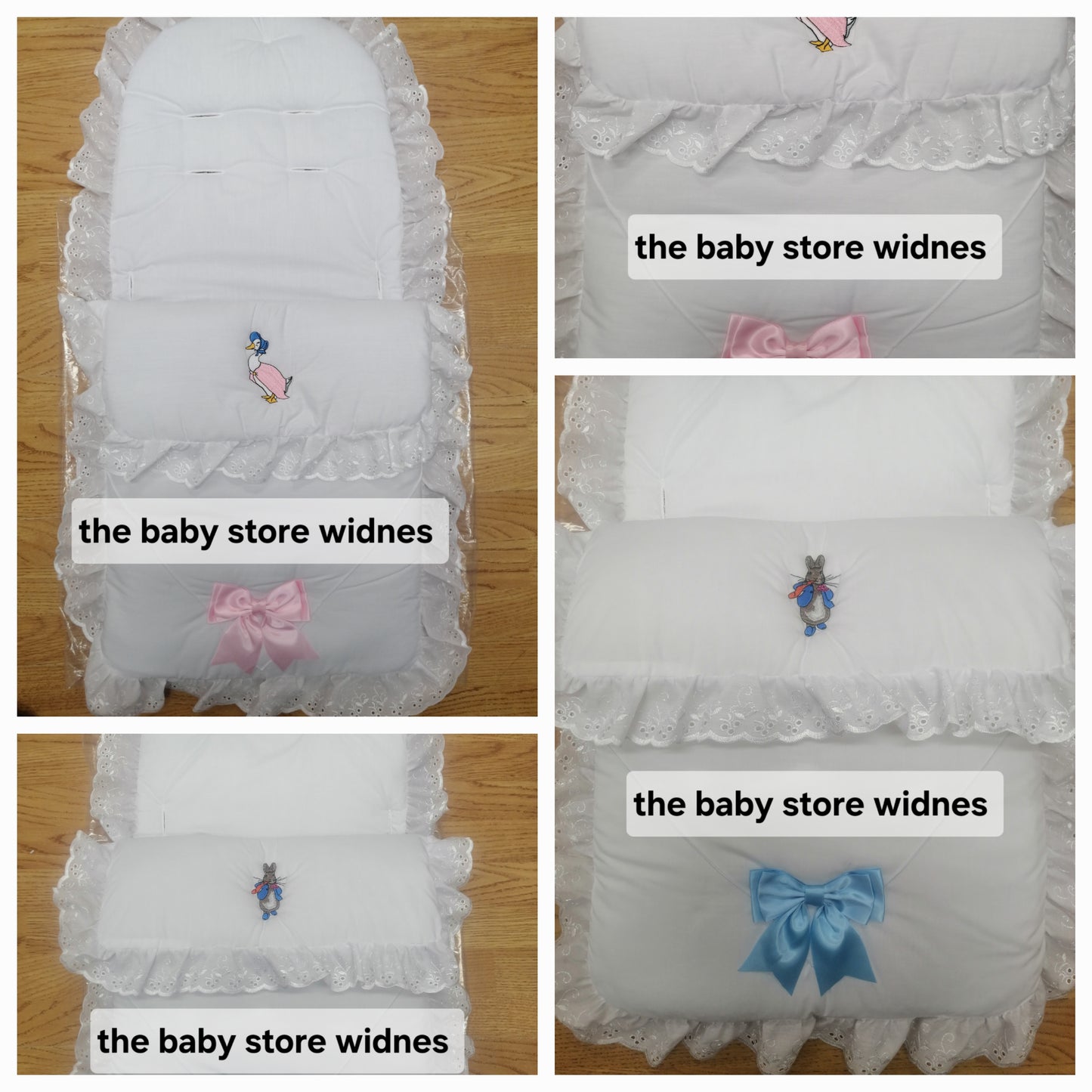 Baby Boys Peter rabbit theme  embroidery universal fit cosytoes footmuff pram set