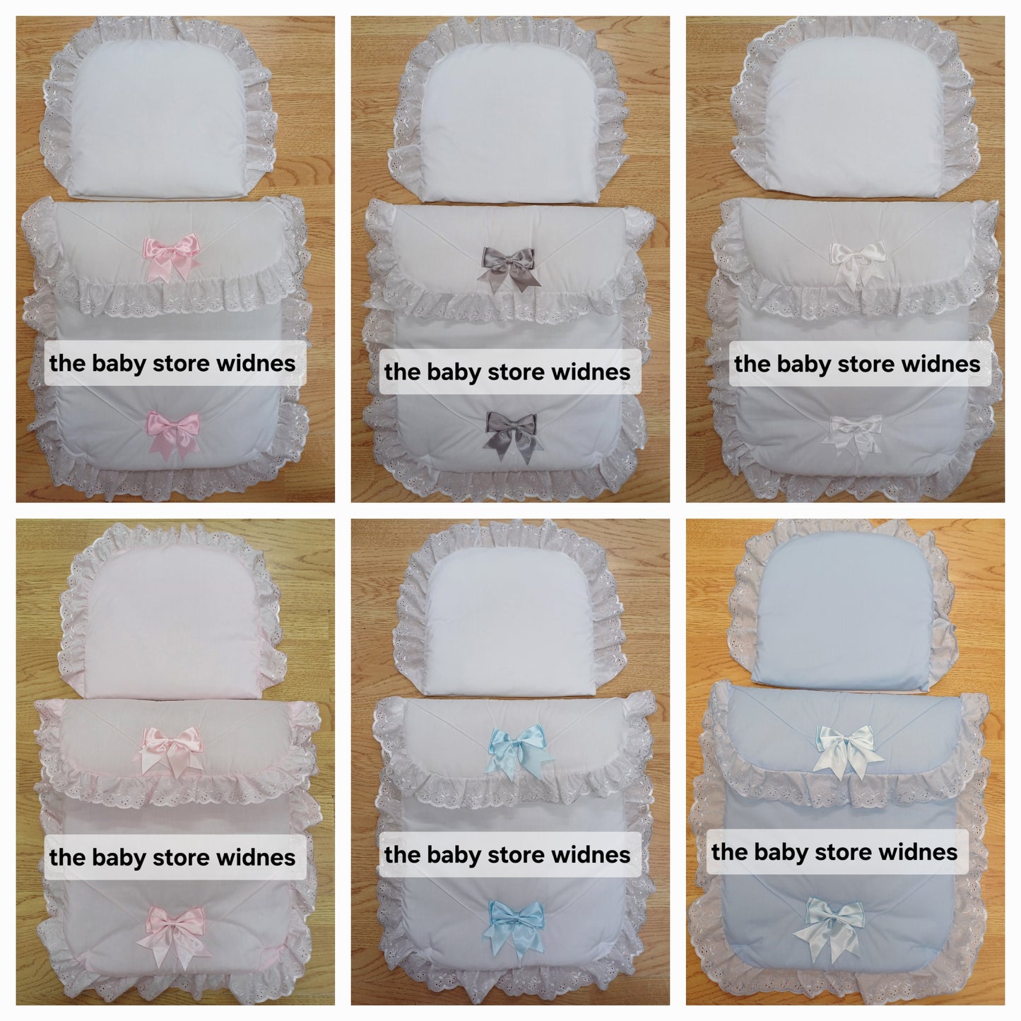 Baby Boys or girls  pram quilt with large bows  and pillow  set comes in various colours