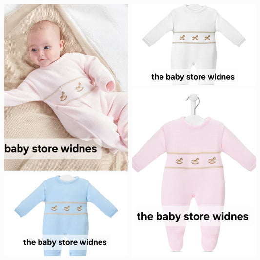 Dandelion knitted  sleepsuit with Rocking horse  embroidery  beautiful outfit