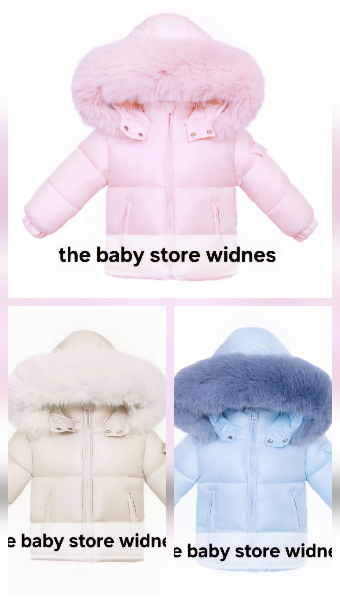 Wee me unisex puffer coats with faux fur detachable hood