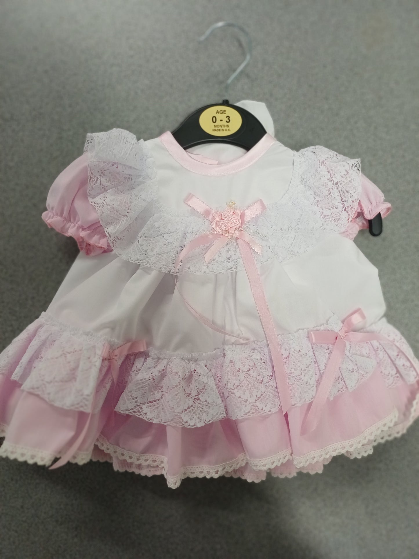 Baby girls frilly lined dress with  knickers