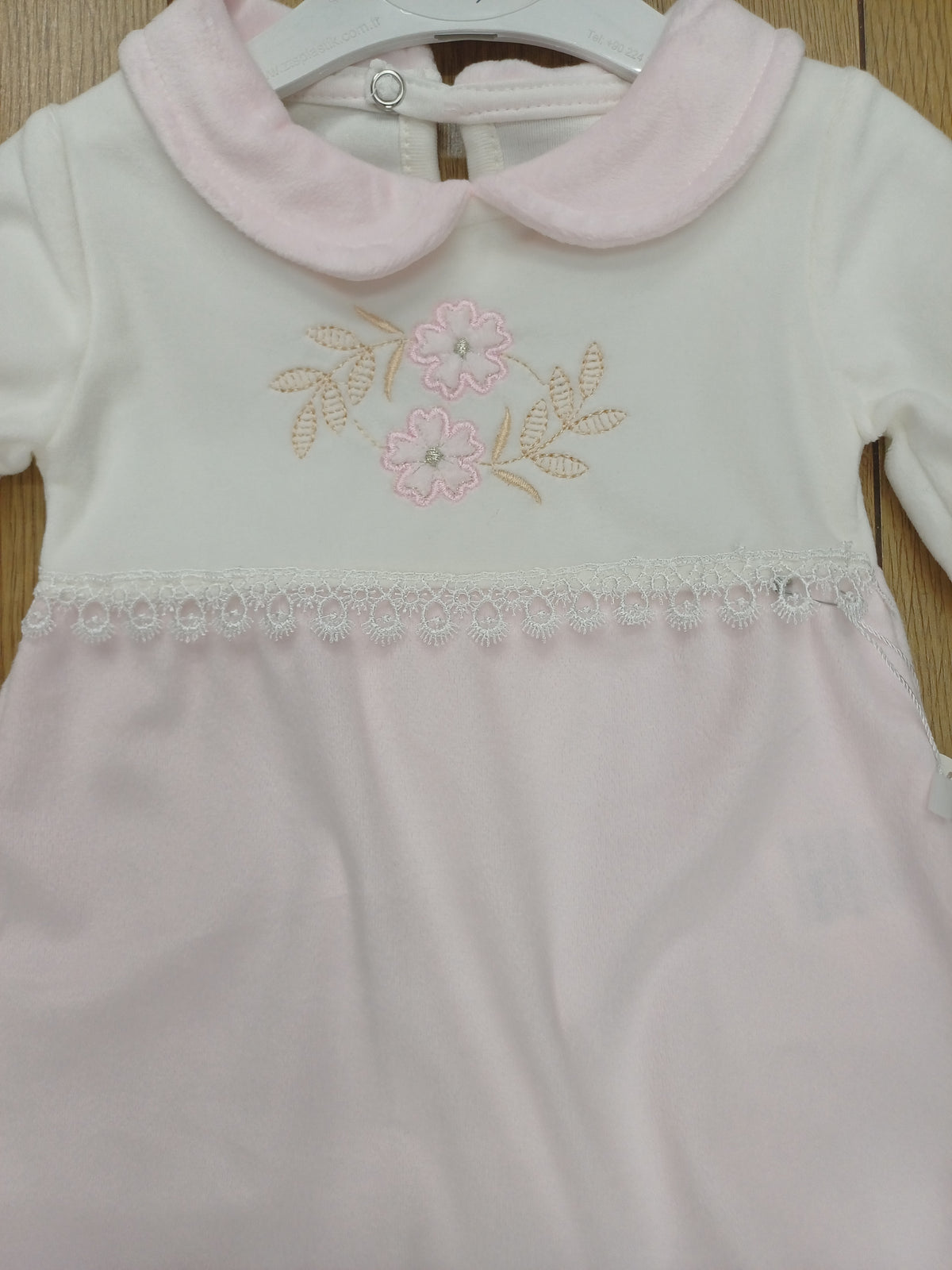 Baby girls  velour dress with flower design embroidery