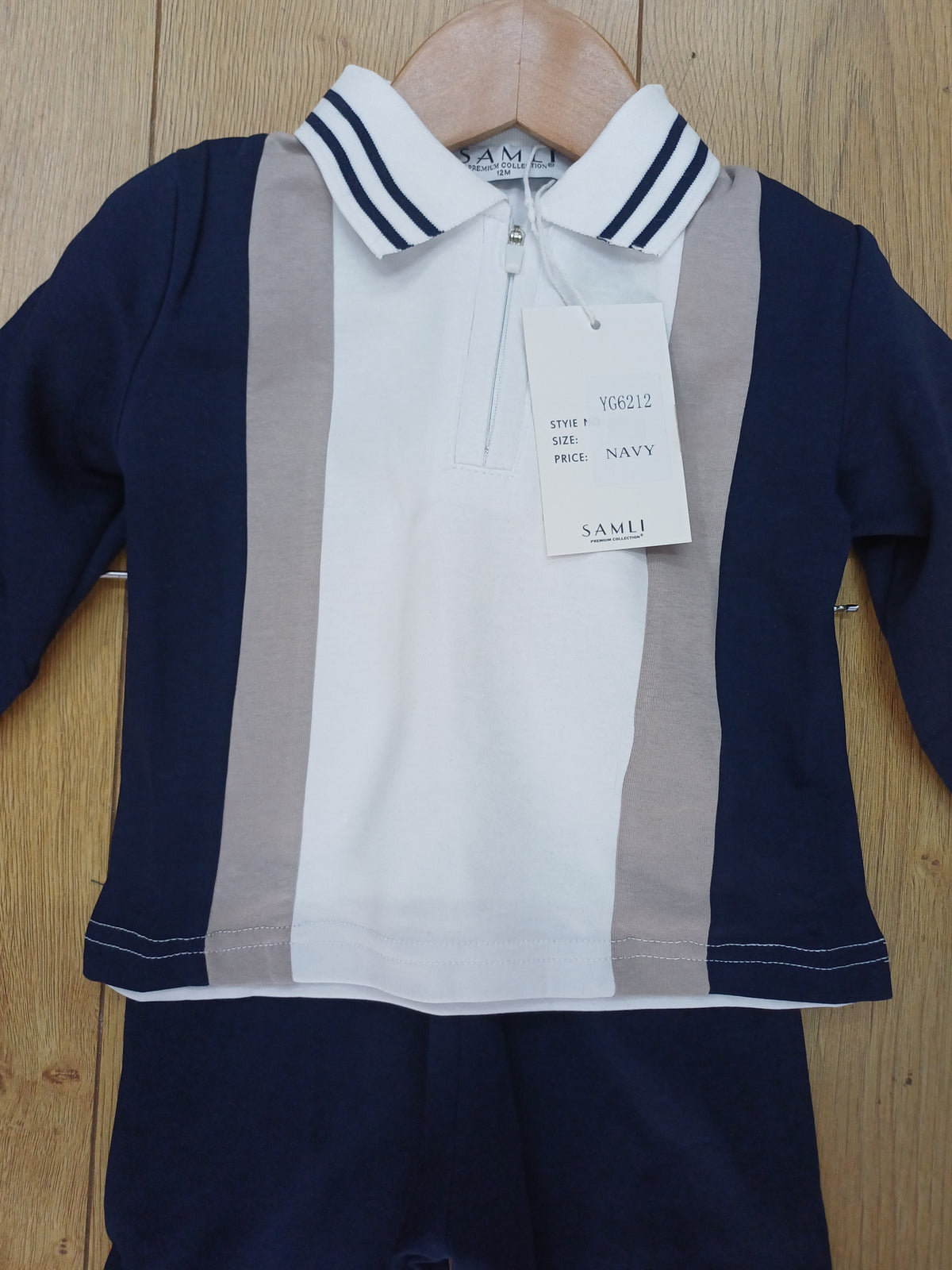 Baby  Boys  navy contrast polo tracksuit set with joggers