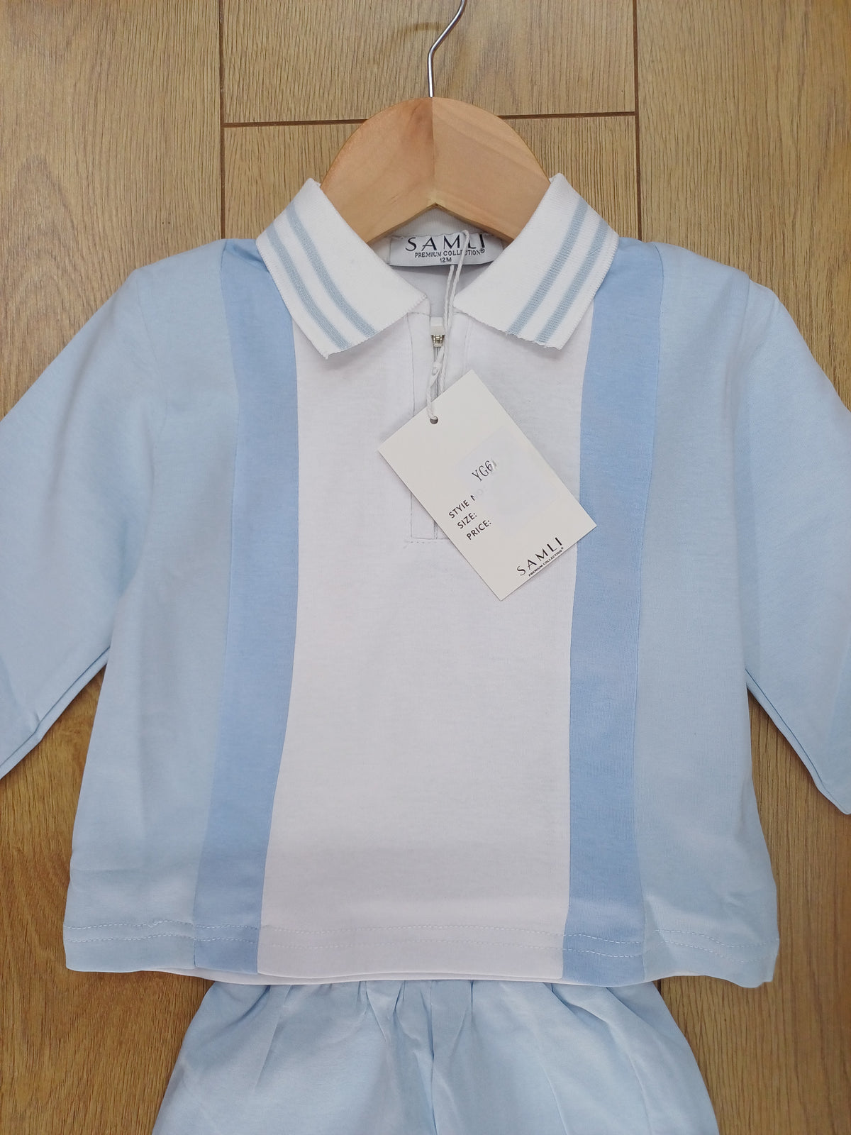 Baby Boys  blue contrast polo tracksuit set with joggers