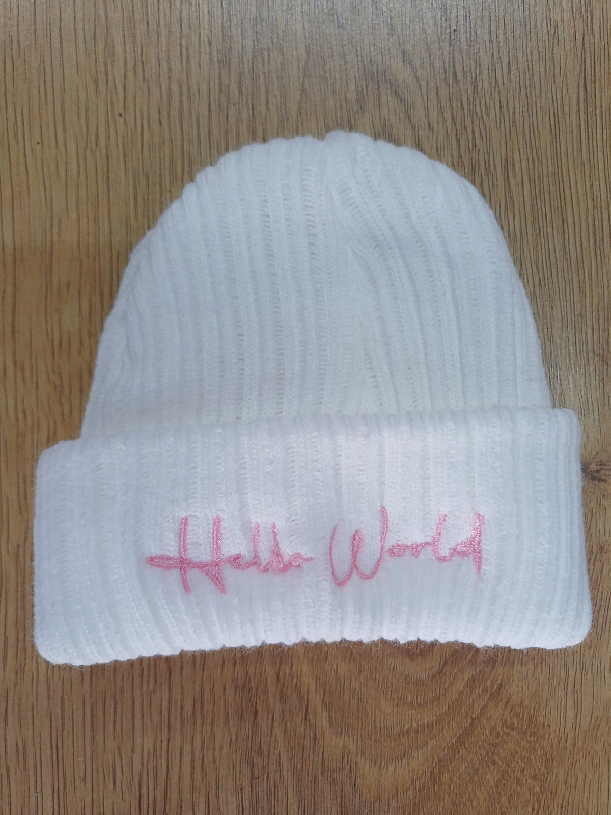 Baby Boys  / girls beanie hats with hello world embroidery size newborn