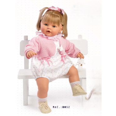 Spanish  toddler crying doll in cardie and  beuatiful  romper  size  62 cm