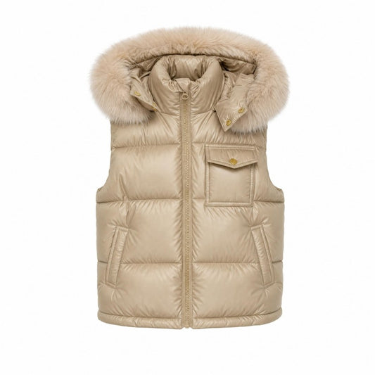 Wee me babys unisex puffer gilet with faux fur hood