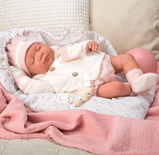 Spanish reborn doll comes with  sleeping bag and  dummy