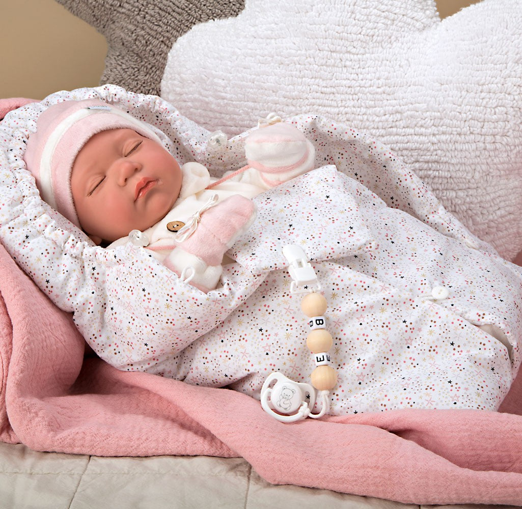 Spanish reborn doll comes with  sleeping bag and  dummy