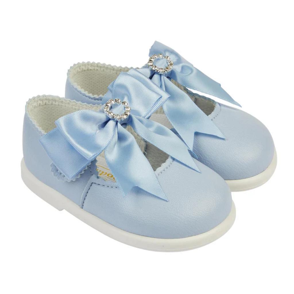 Baypods baby girls  hard sole walking shoes with large bow