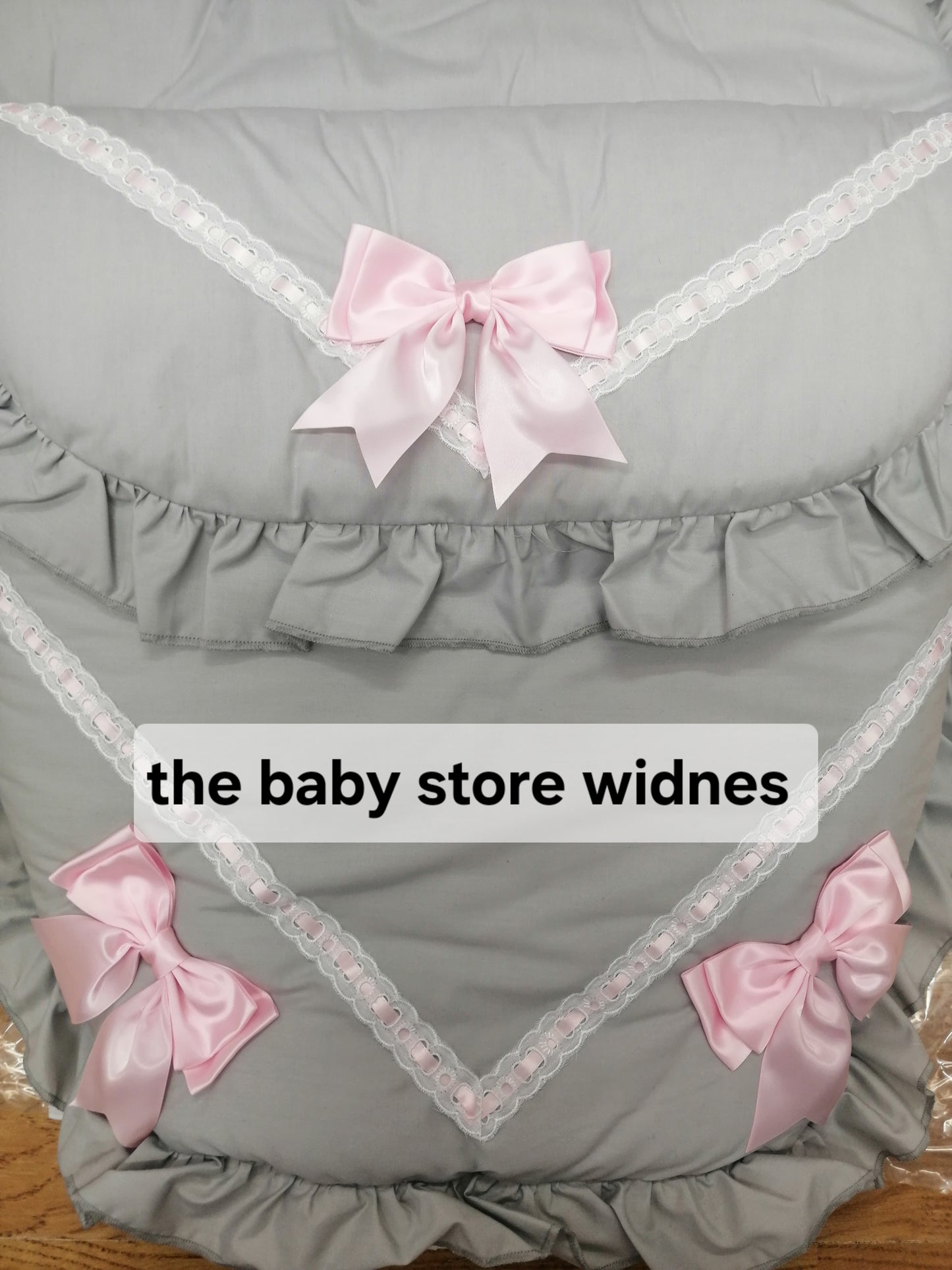 Baby Boys or girls universal pram cosytoes footmuff pram set with bows