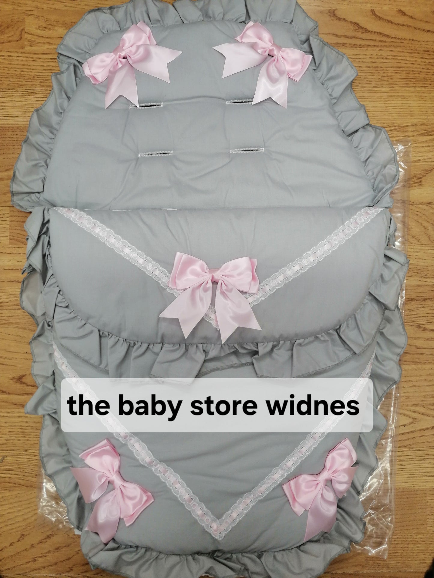 Baby Boys or girls universal pram cosytoes footmuff pram set with bows