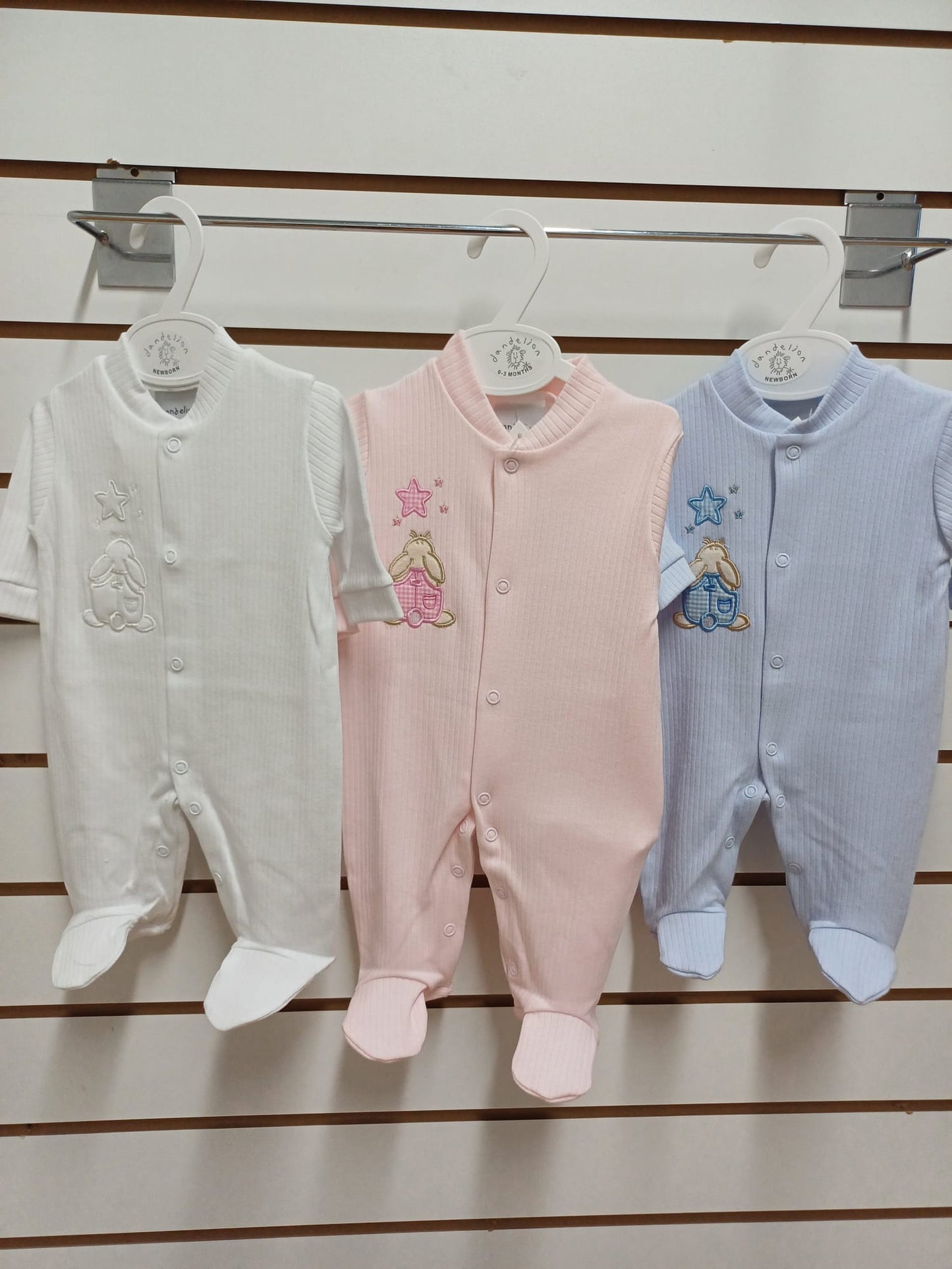 Dandelion  baby grow comes in 3 colours