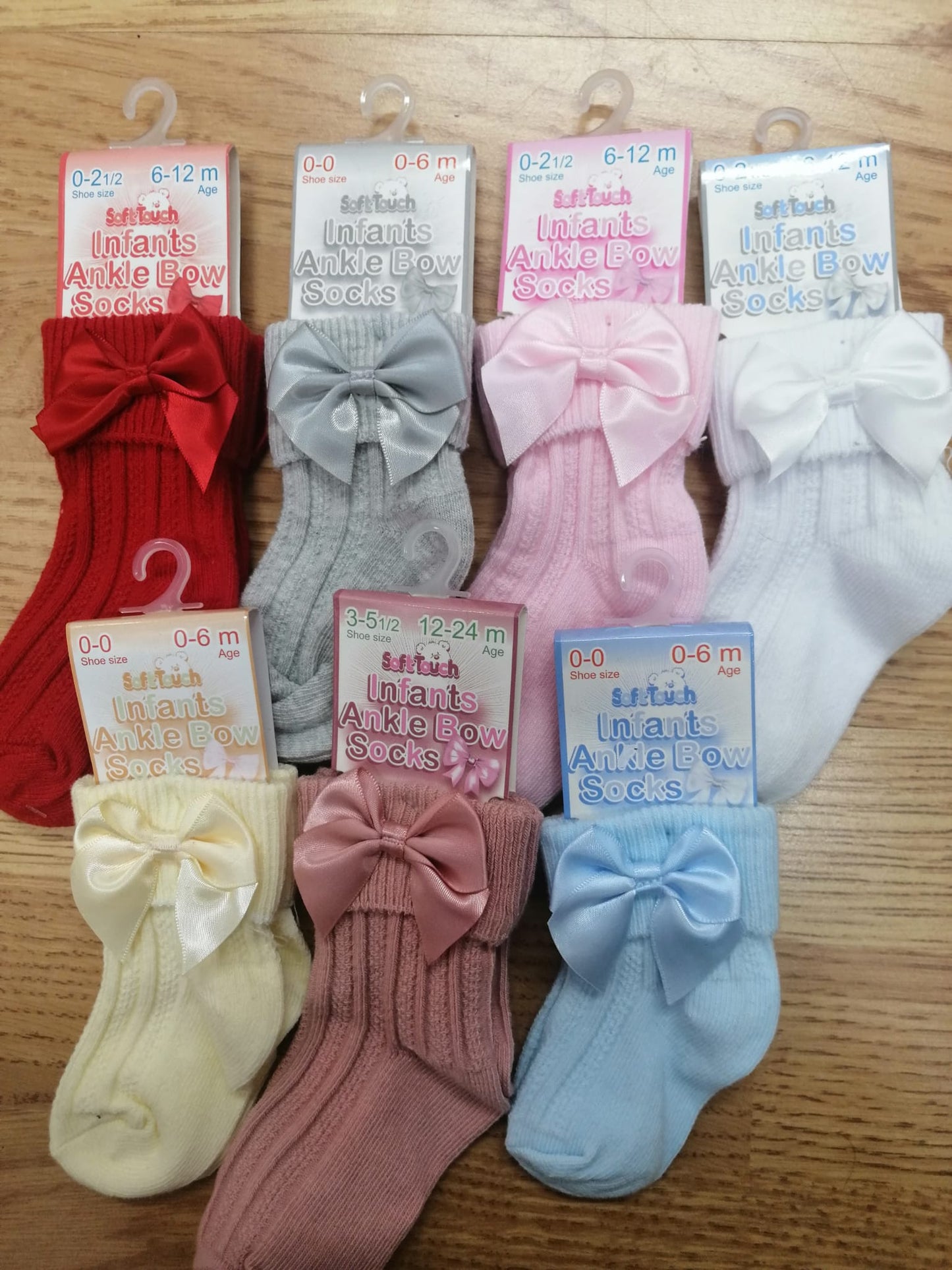 Baby girls  ankle  bow socks sizes newborn to  2 years  various colours to choose from