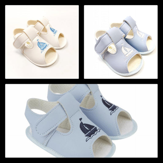 Baypods baby Boys soft sole sandals  with boat  embroidery