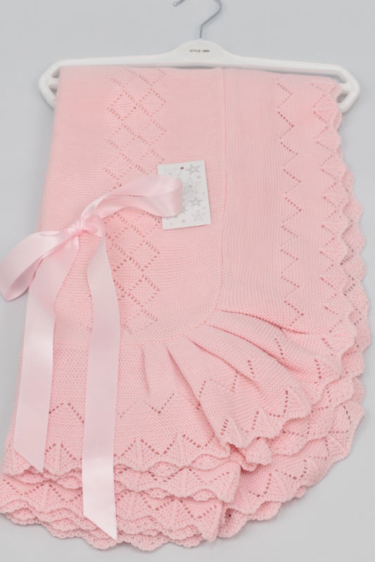 Pink Spanish  knitted ribbon   blanket  shawl