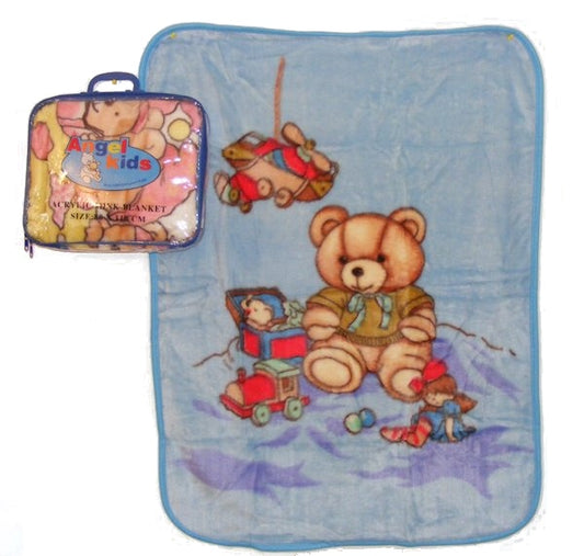 Mink blanket with teddy bear design