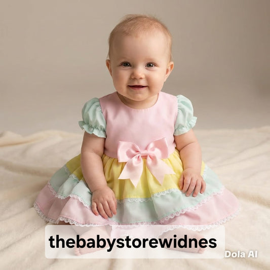 Girls  muti coloured dress with bow