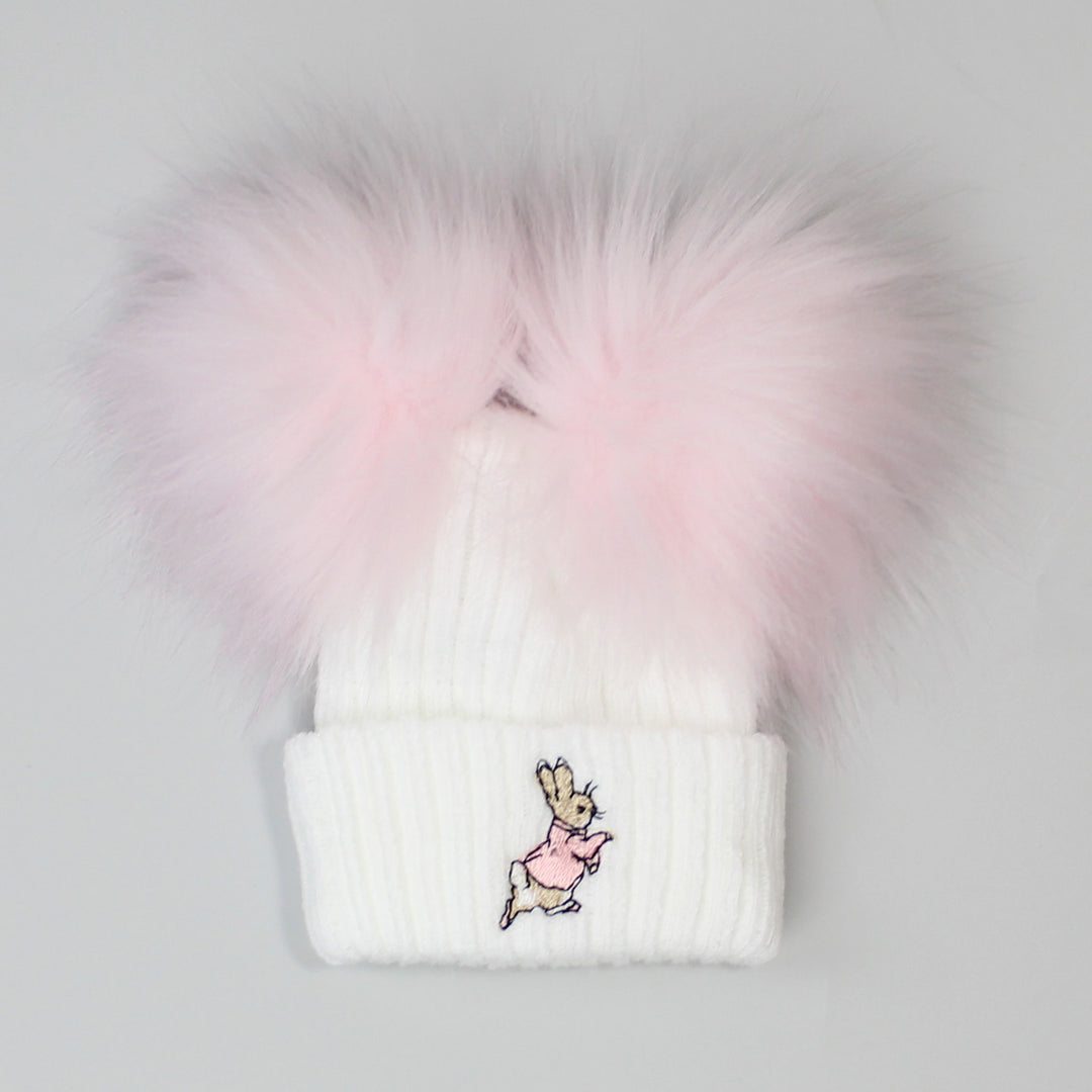 Boys and girls peter rabbit theme pom pom hats