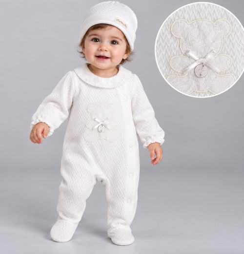 Babys unisex  all in one Spanish style  teddy bear lace  romper and hat set