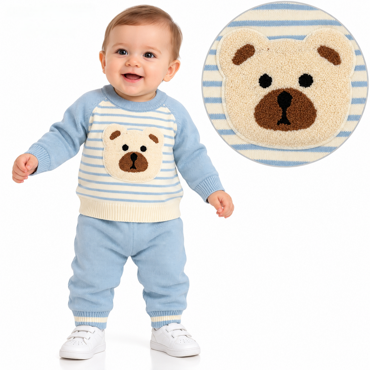 Baby  Boys  2 pcs teddy  knitted   set top and bottoms