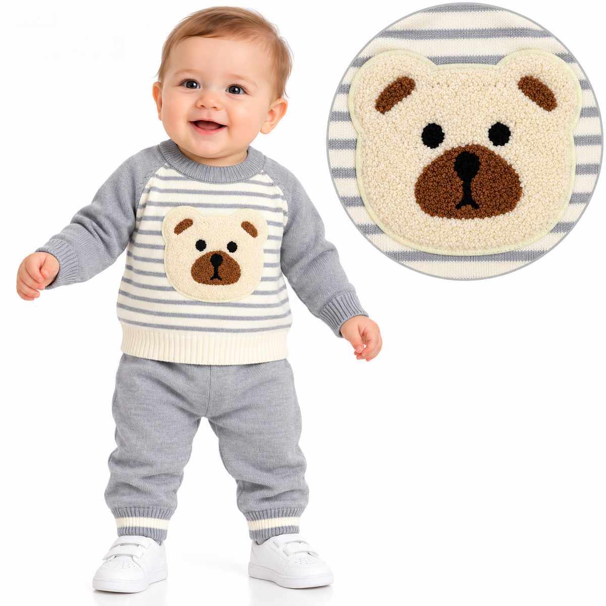Baby  Boys  2 pcs teddy knitted set top and bottoms