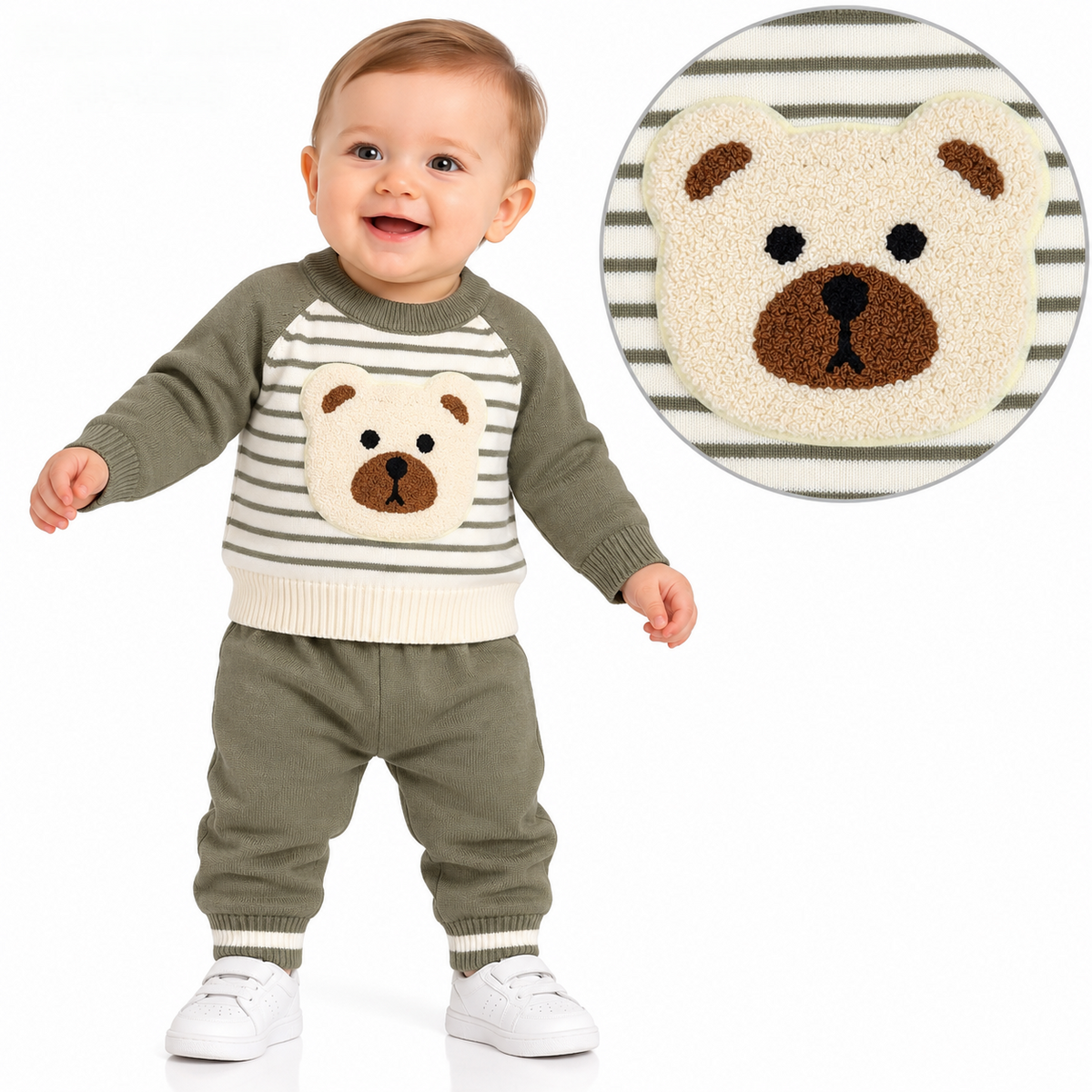 Baby  Boys  2 pcs teddy knitted set top and bottoms