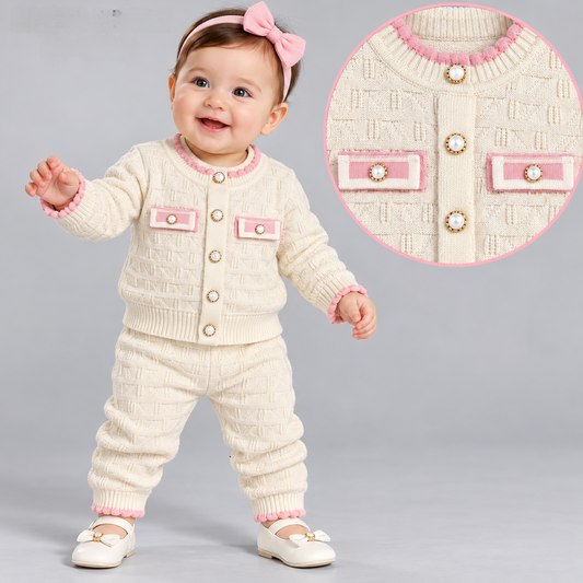 Baby girls  2 pcs knitted  set cardigan and bottoms