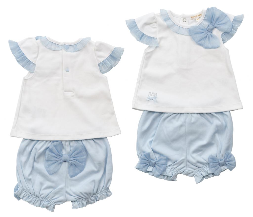 Mintini  girls  2 piece top and bloomers set with bows