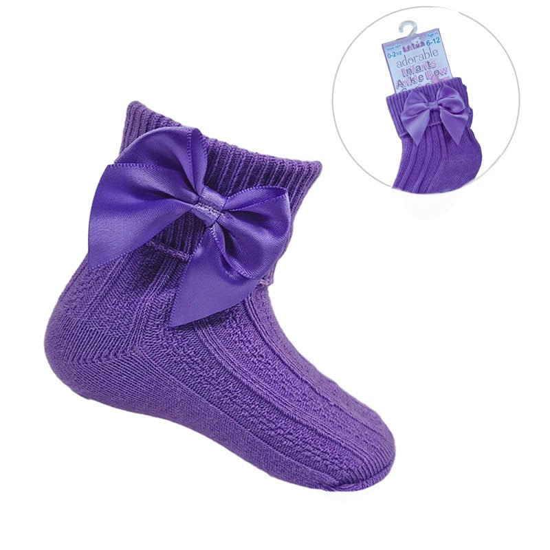 Baby girls  ankle  bow socks sizes newborn to  2 years  various colours to choose from