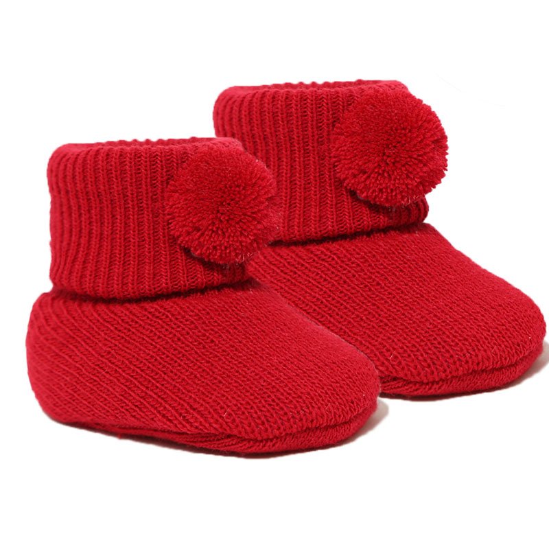 Baby Boys and girls knitted pom pom booties