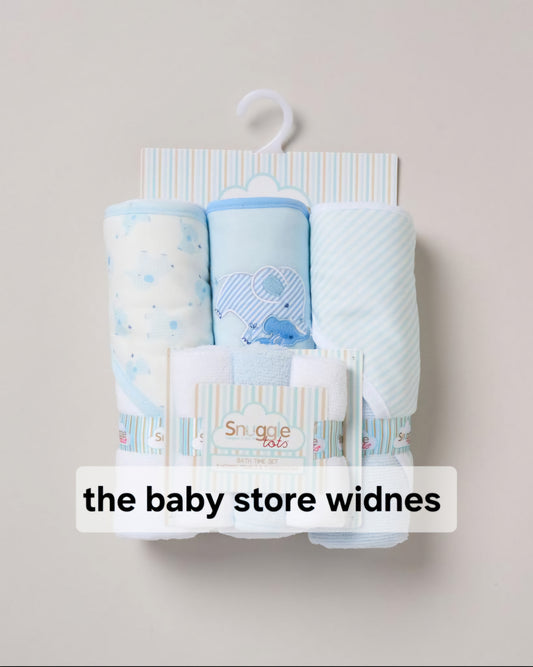 Baby Boys  3 hooded towels and  3 wash cloths set  elephant  design  perfect for bath time designs may vary