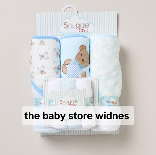 Baby Boys  3 hooded towels and  3 wash cloths set teddy bear  design perfect for bath time designs may vary