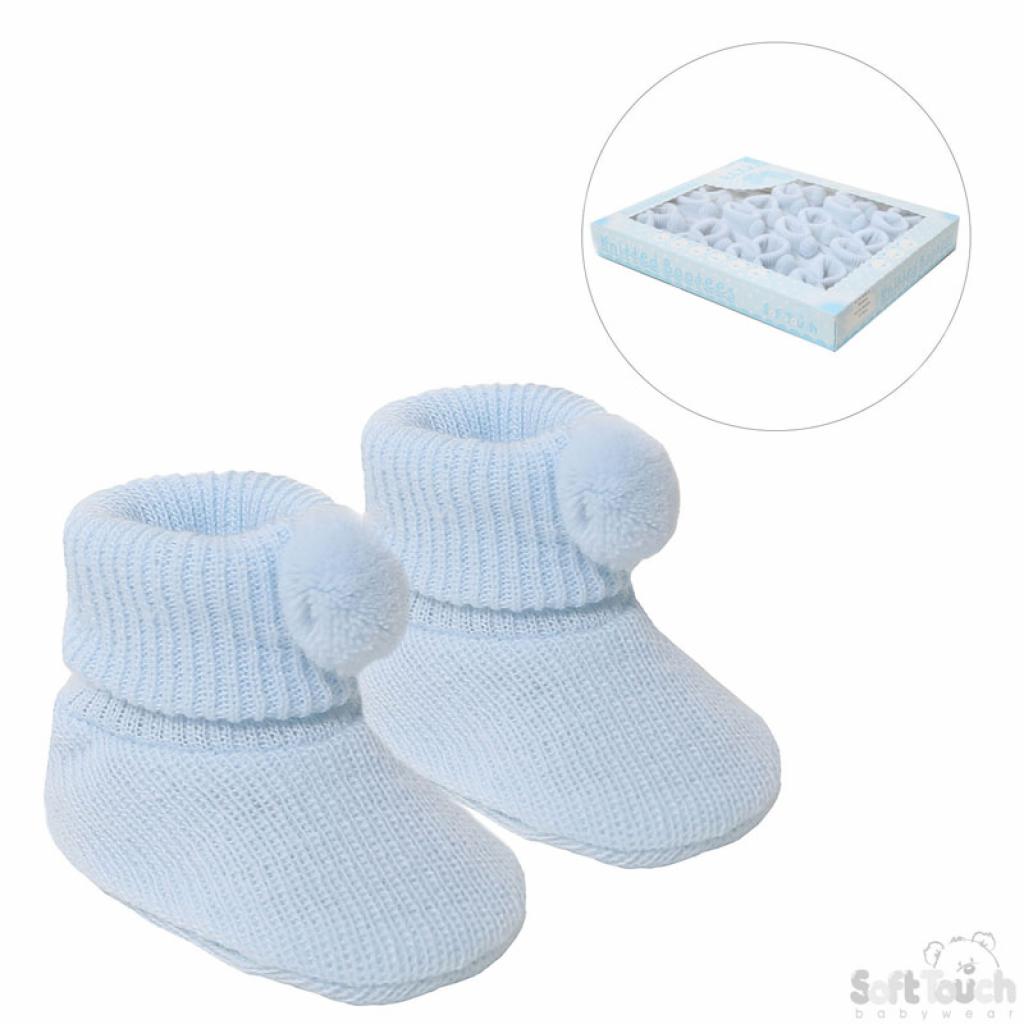 Baby Boys and girls knitted pom pom booties