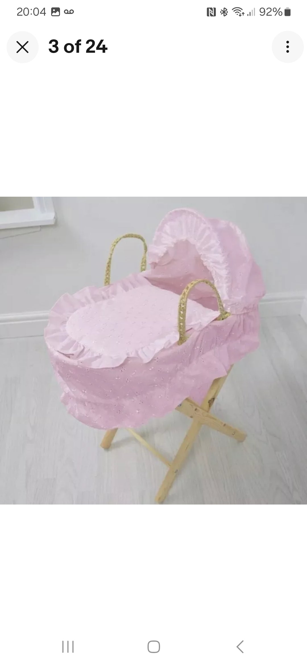 Dolls moses basket and stand online