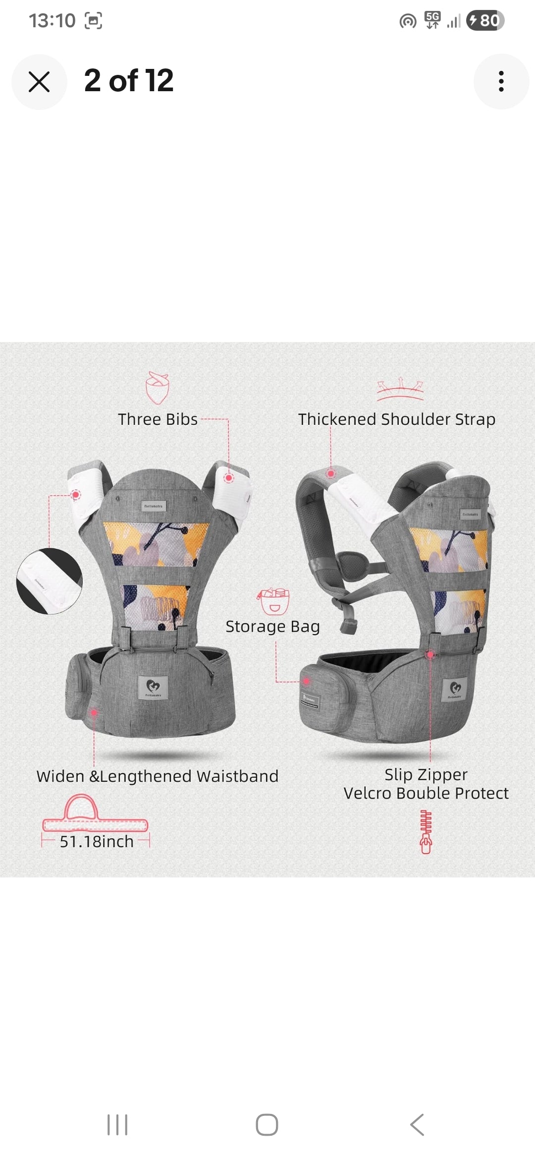 Baby  unisex carrier  bellababy suitable for babys 3 months  to 3 years fully adjustable