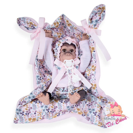 Spanish reborn monkey doll comes with blanket and dummy